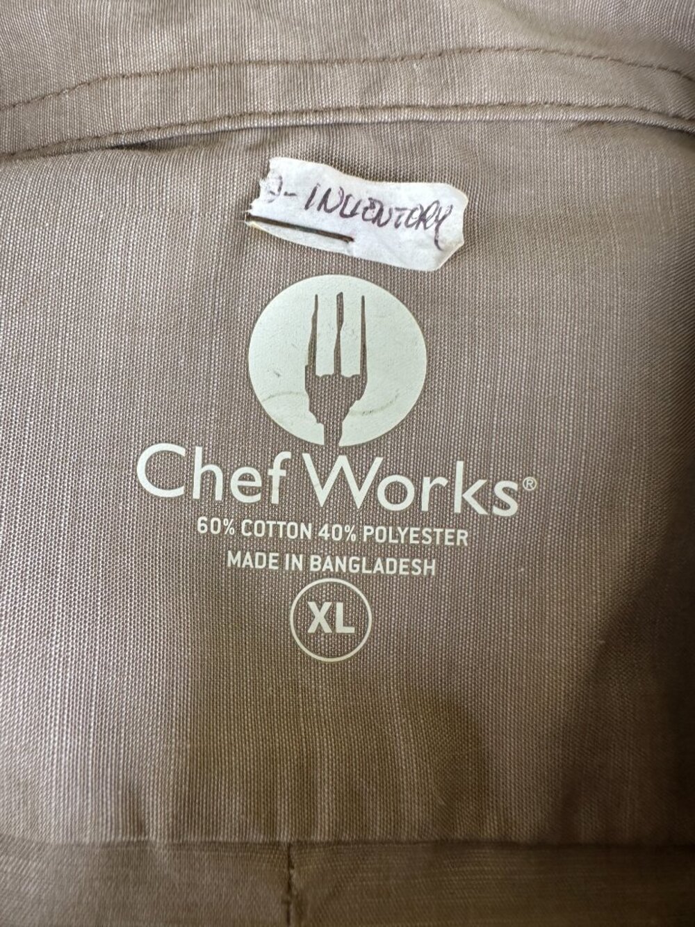 NWT Chefworks Men's Light Brown Chef Uniform Button Front LS Size XL Cotton Poly - Picture 2 of 5